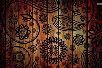 Floral Pattern On Wood Wallpapers   Abstract Wallpapers