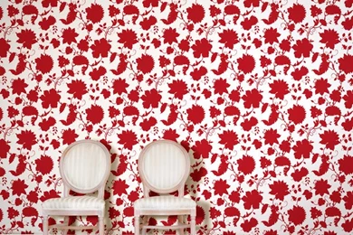 Red Floral Toile Wallpapers Tiles   Modern   Wallpapers   Los ...