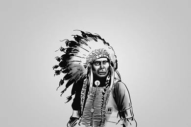 An Indian Chief, Redhead, Feathers, Black And White, Stripes Red ...