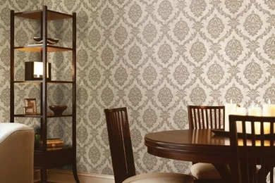 Shimmer Damask Wallpapers   Traditional   Dining Room   Other Metro ...