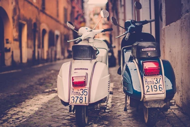HD Backgrounds Piaggio Vespa Scooter Road Italy Rome Rear View ...