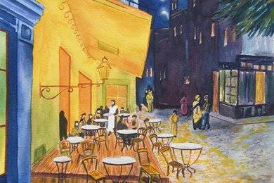 Download Cafe Terrace At Night After Van Gogh Wallpapers