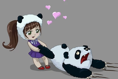 Wallpapers Cartoon Panda Drawn Girl With For 2560x1440