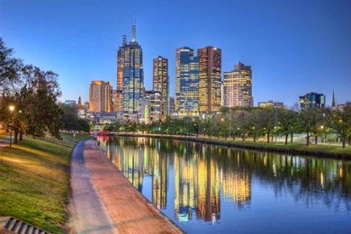 Melbourne At Dusk Wallpapers Dpzc   1024x768 IWallHD   Wallpapers HD