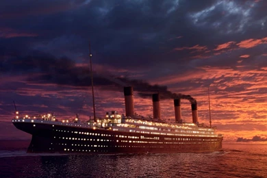 Titanic Ship In Sea At Nigh HQ Wallpapers