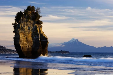 New Zealand Beach Mount Taranaki View Wallpapers 1680x1050 ...