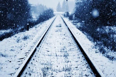 Rail Road On Snow Wallpapers Wide Wallpapers