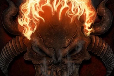 DEMON SKULL ON FIRE WALLPAPER   (