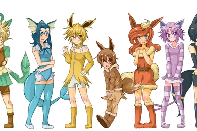DeviantArt: More Like Gijinka: Eevee Evolutions By Klinanime