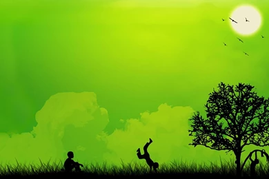 Playing Children, Joy, Field, Sun, Tree, Vector, 1920x1080 HD ...