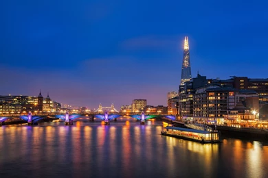 London Buildingd Sky Bridge Water England River City Night Bridges ...