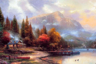 Thomas Kinkade Autumn Paintings, Scene, Winter, Nature, Abstract ...