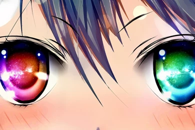 Girl With Big Red And Green Eyes Dual Screen Wallpapers