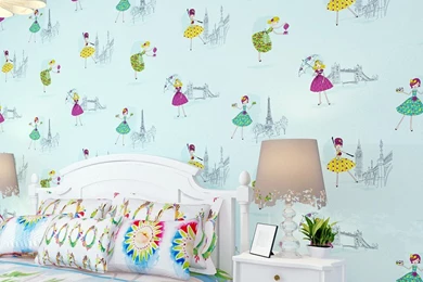 Korean Style Non Woven Fabrics Wallpapers Children Cartoon Cute ...