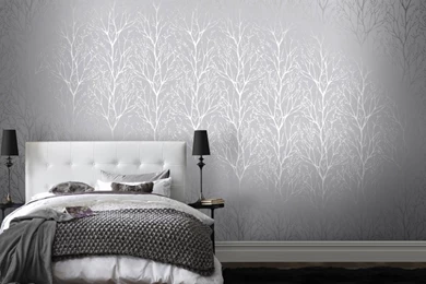 I Love Wallpaper™ Shimmer Tree Soft Grey / Silver (ILW980033)   I ...