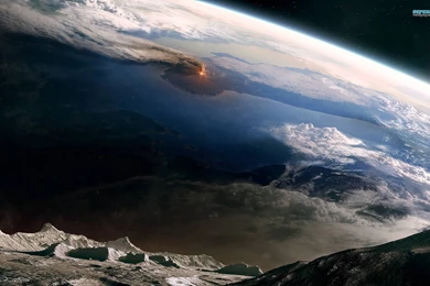 Volcano Eruption View From The Moon Wallpapers   Fantasy Wallpapers ...