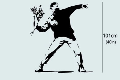 Banksy Inspired Flower Thrower LARGE Vinyl Wall Decal, Wall ...