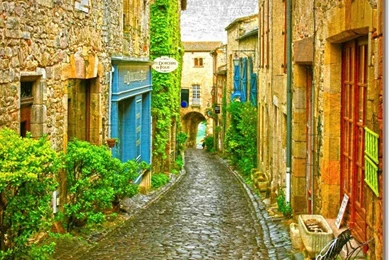 Houses: Pastoral Beautiful Street Houses Old Cobblestones Large ...