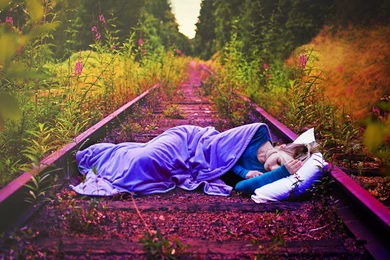 Dream Girl On Train Road Plants Hd Wallpapers
