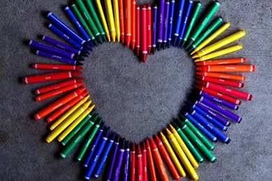 Heart With Rainbow Crayons   Flikie Wallpapers