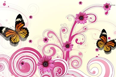Butterflies And Pink Daisies Wallpapers   Digital Art Wallpapers ...