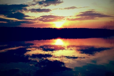 1920x1080 Dark Forest Lake Nice Sunset Desktop PC And Mac Wallpapers