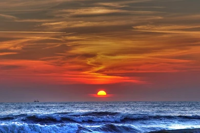 Download Wallpapers 1920x1080 Sea, Waves, Sun, Decline, Sky, Storm ...