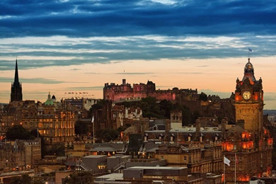 Edinburgh Skyline Cities City Sunset Wallpapers