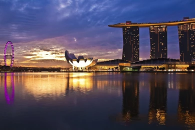 Download Wallpapers 3840x2160 Singapore, Sunrise, Construction ...