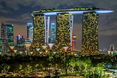 Hotel Marina Bay Sands At Night, Singapore   HD Wallpapers Download ...