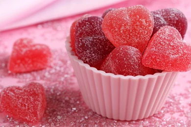 2560x1440 Red Heart Candies Sweets Wallpapers