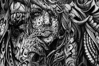 Beautiful Abstract Girl Black And White Version (