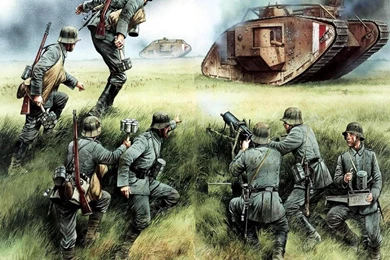 Wallpapers Painting Art Tanks Soldiers Amiens 1918 German Tank ...