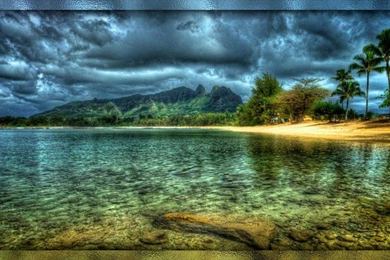 BEAUTIFUL BEACH AND MOUNTAIN WALLPAPER