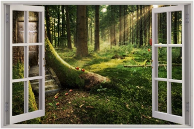 Huge 3D Window Enchanted Forest View Wall Stickers Mural Art Decal ...