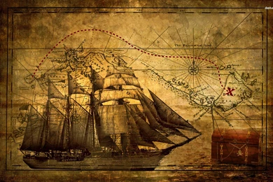 Old Ship With Map Wallpapers   Digital Art Wallpapers