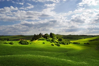 1680x1050 Green Hill Trees Cloud Tuscany Desktop PC And Mac Wallpapers