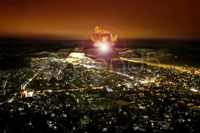 Nuclear Blast Over City Causing Emp (Electromagnetic Pulse ...