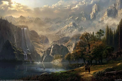 Fantasy Waterfall Castle HD Wallpapers