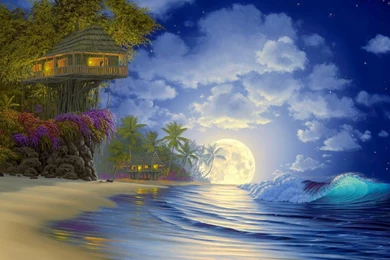 I Love Tree House: Full Moon Tree House Wallpapers 1680x1050