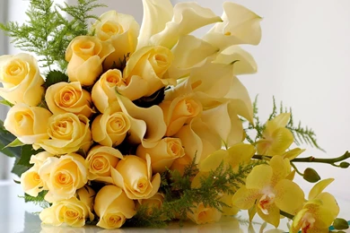 Download Wallpapers 1920x1080 Roses, Lilies, Flowers, Bouquet ...