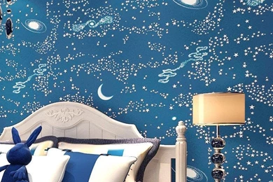 Wholesale Blue Purple Modern Kids Wallpapers Healthy Non Woven Sky ...