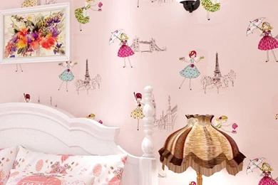 Wholesale 10*0.53 M Paris Girls Bedroom Wallpapers Cartoon Princess ...