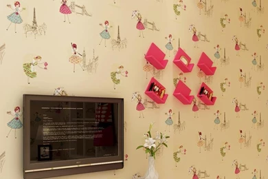 Wholesale 10*0.53 M Paris Girls Bedroom Wallpapers Cartoon Princess ...