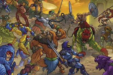 HE MAN AND HIS FRIENDS BATTLING TO DEFEAT SKELETOR AND HIS ...