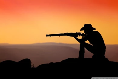 Cowboy Shooting In The Sunset HD Desktop Wallpapers : Widescreen ...