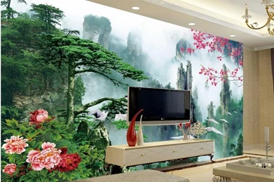3d Wall Murals ,HD Welcome Song Scenery Wall Paper, High End Mural ...
