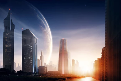 Sunset Over The Skyscrapers Wallpapers   Digital Art Wallpapers ...