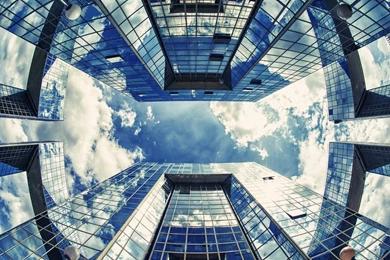 Buildings Skyscrapers Clouds Light