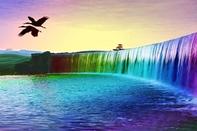 Colourful Waterfall 3d Background free hd wallpapers
